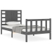 Estructura de cama individual con cabecero madera maciza gris