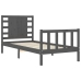 Estructura de cama individual con cabecero madera maciza gris