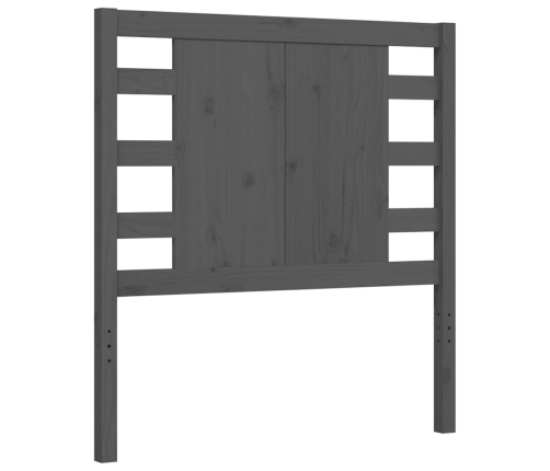 Estructura de cama individual con cabecero madera maciza gris