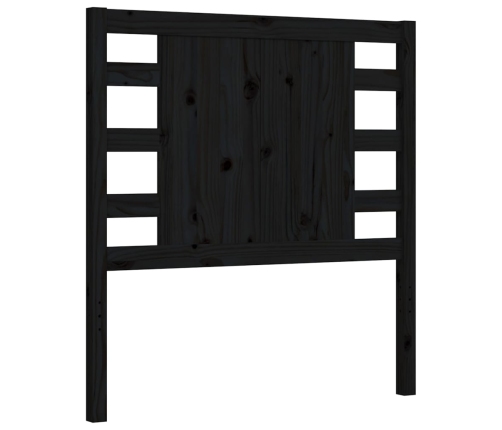 Estructura de cama individual con cabecero madera maciza negro