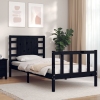 Estructura de cama con cabecero madera maciza negro