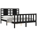 Estructura de cama con cabecero madera maciza negro 140x190 cm