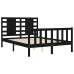 Estructura de cama con cabecero madera maciza negro 140x190 cm