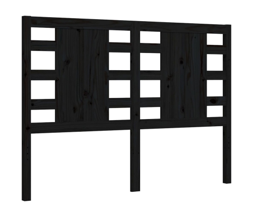 Estructura de cama con cabecero madera maciza negro 140x190 cm