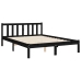 Estructura de cama con cabecero madera maciza negro 140x190 cm