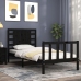 Estructura de cama con cabecero madera maciza negro 100x200 cm