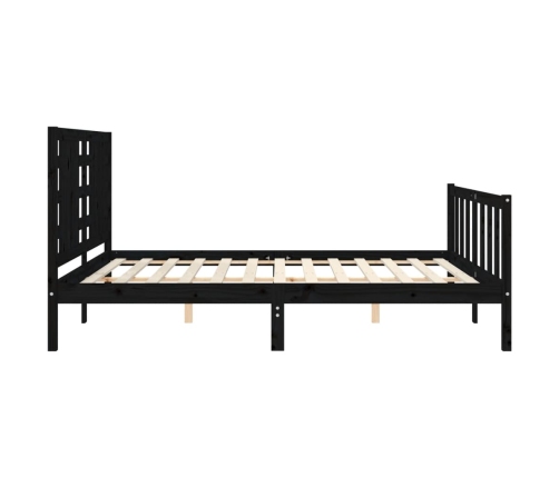 Estructura de cama con cabecero madera maciza negro 160x200 cm