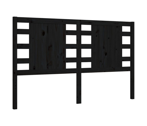 Estructura de cama con cabecero madera maciza negro 160x200 cm