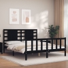 vidaXL Estructura de cama con cabecero madera maciza negro 160x200 cm