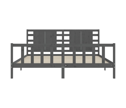 Estructura de cama con cabecero madera maciza gris 200x200cm