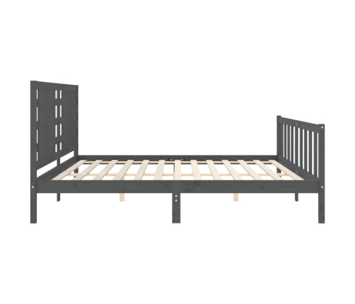 Estructura de cama con cabecero madera maciza gris 200x200cm