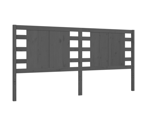 Estructura de cama con cabecero madera maciza gris 200x200cm