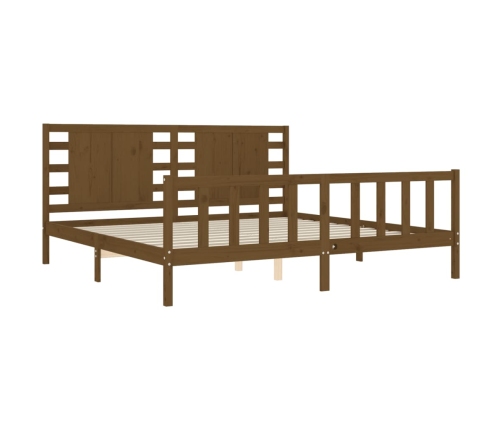 Estructura cama y cabecero madera maciza marrón miel 200x200 cm