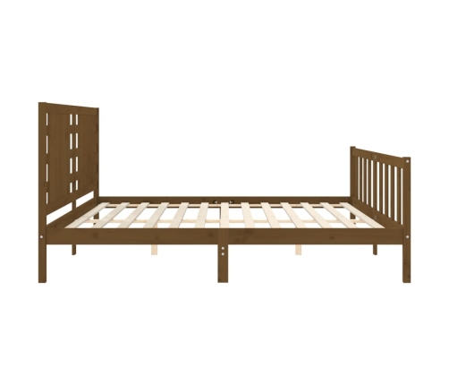 Estructura cama y cabecero madera maciza marrón miel 200x200 cm