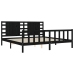 Estructura de cama con cabecero madera maciza negro 200x200 cm