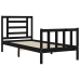 Estructura de cama individual con cabecero madera maciza negro