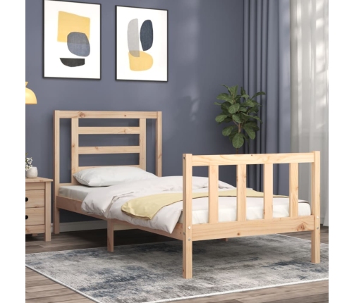 Estructura de cama con cabecero madera maciza