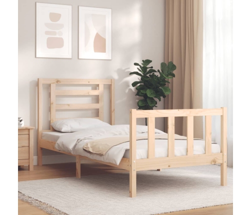 Estructura de cama con cabecero madera maciza