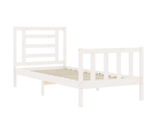 Estructura de cama con cabecero madera maciza blanco