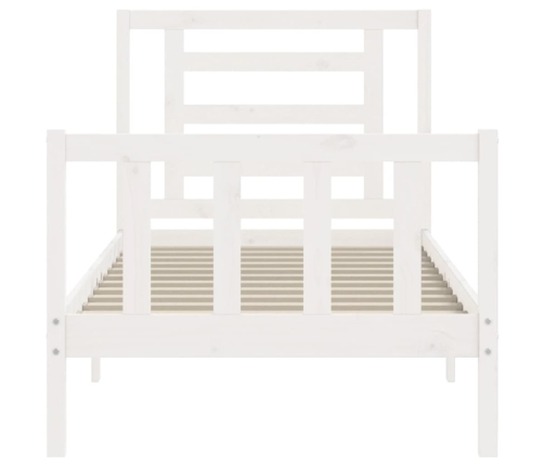 Estructura de cama con cabecero madera maciza blanco