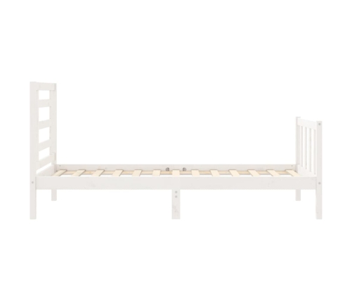 Estructura de cama con cabecero madera maciza blanco