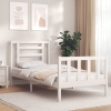 Estructura de cama con cabecero madera maciza blanco