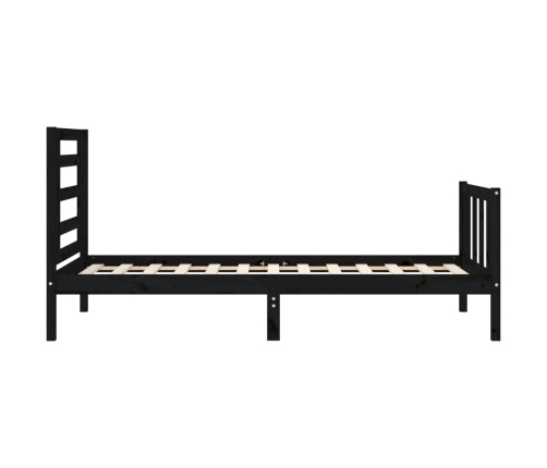 Estructura de cama con cabecero madera maciza negro