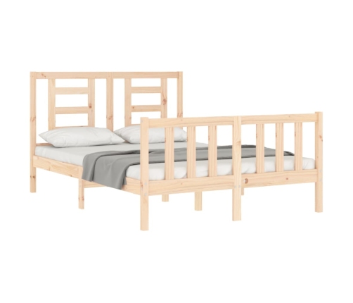 Estructura de cama de matrimonio con cabecero madera maciza