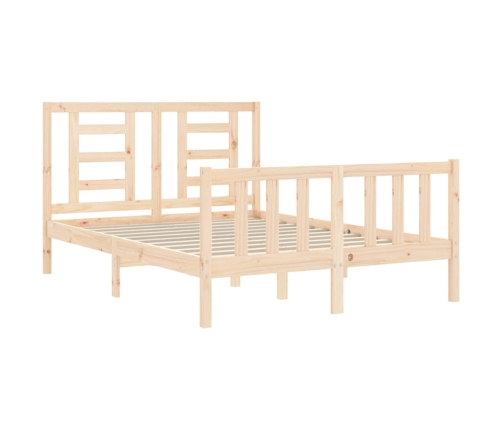 Estructura de cama de matrimonio con cabecero madera maciza