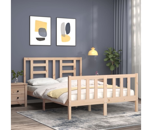 Estructura de cama sin colchón madera maciza de pino 140x190 cm