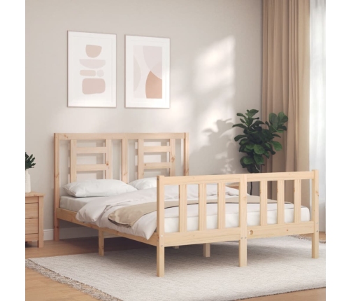 Estructura de cama sin colchón madera maciza de pino 140x190 cm