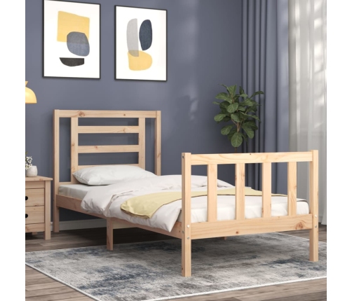 Estructura de cama sin colchón madera maciza de pino 90x200 cm