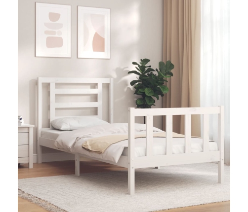 Estructura de cama sin colchón madera de pino blanca 90x200 cm