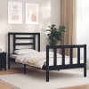 Estructura de cama con cabecero madera maciza negro 90x200 cm