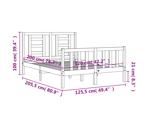 Estructura de cama sin colchón madera de pino blanca 120x200 cm