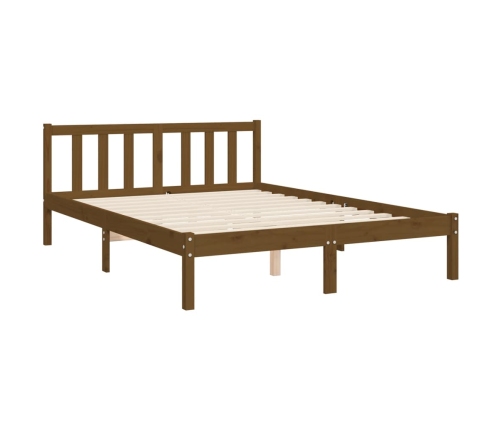 vidaXL Estructura cama y cabecero madera maciza marrón miel 120x200 cm