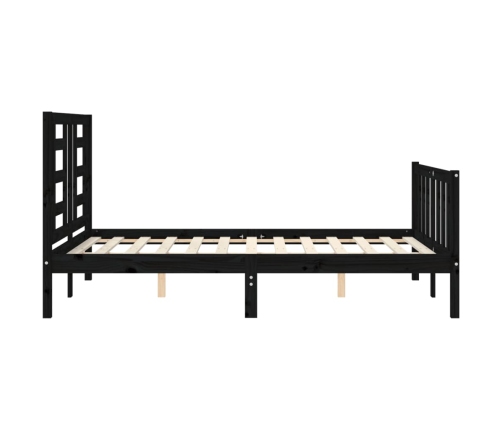 Estructura de cama con cabecero madera maciza negro 120x200 cm