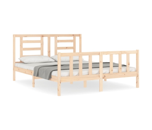 Estructura de cama de matrimonio con cabecero madera maciza