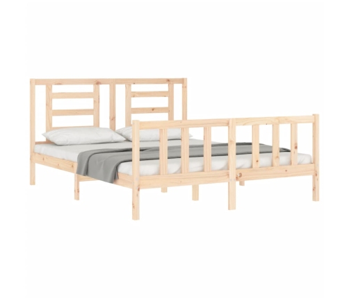 Estructura de cama de matrimonio con cabecero madera maciza