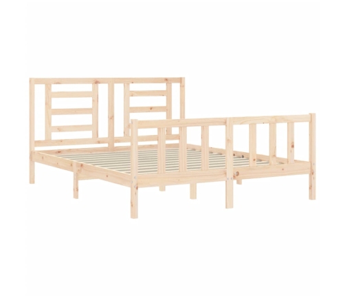 Estructura de cama de matrimonio con cabecero madera maciza