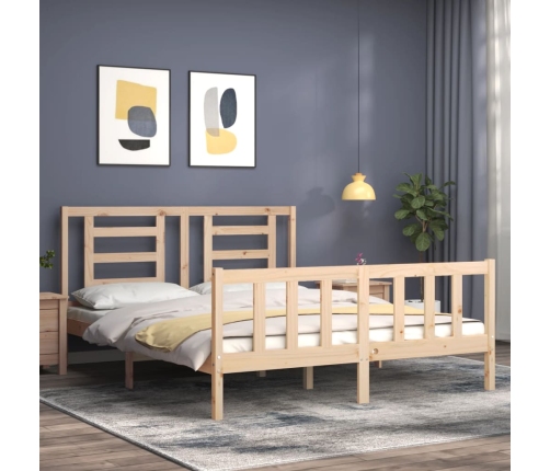 Estructura de cama sin colchón madera maciza de pino 160x200 cm