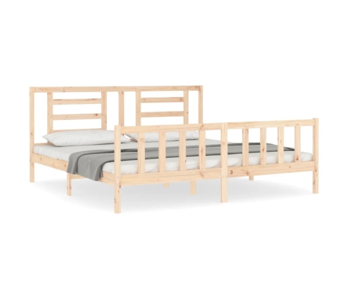 Estructura de cama de matrimonio con cabecero madera maciza