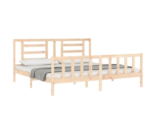 Estructura de cama de matrimonio con cabecero madera maciza