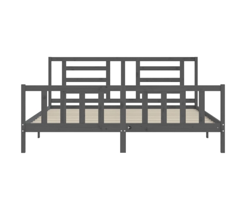 Estructura de cama con cabecero madera maciza gris 200x200 cm