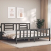 Estructura de cama con cabecero madera maciza gris 200x200 cm