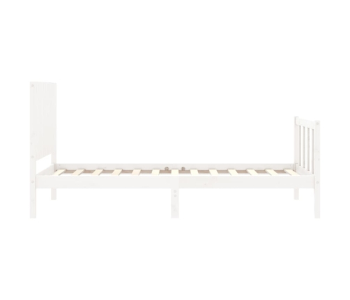 Estructura de cama con cabecero madera maciza blanco