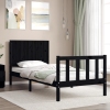 Estructura de cama con cabecero madera maciza negro