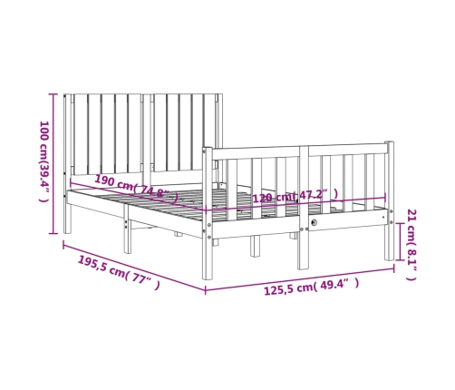 Estructura de cama de matrimonio con cabecero madera maciza