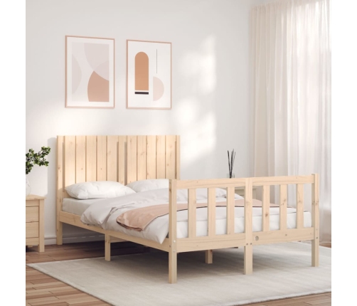 Estructura de cama de matrimonio con cabecero madera maciza