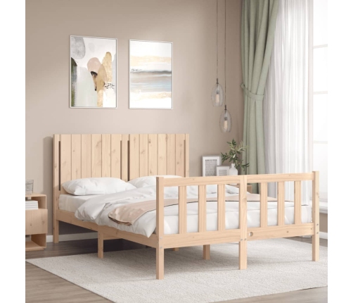 Estructura de cama sin colchón madera maciza de pino 140x190 cm